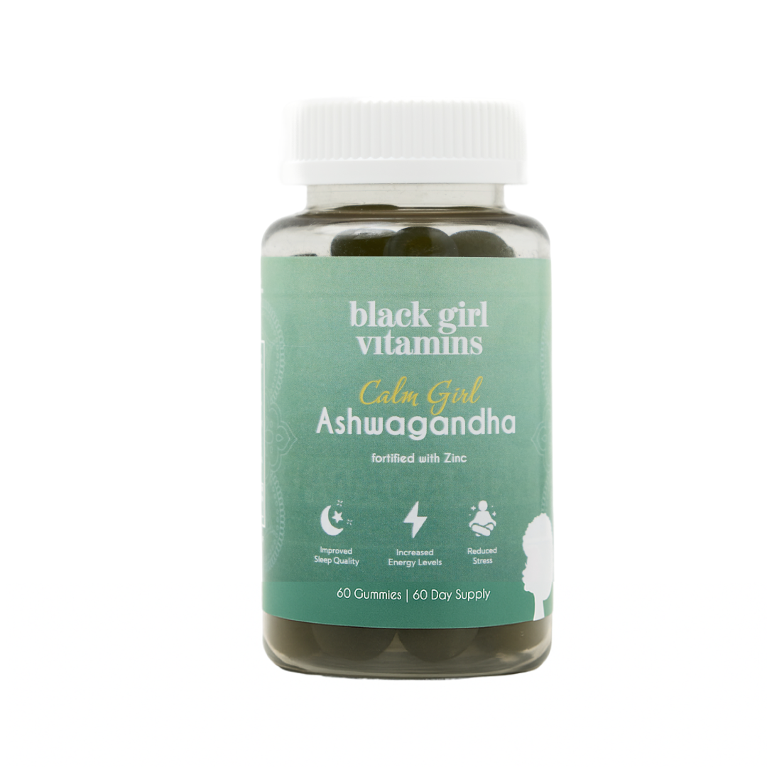 Black Girl Vitamins Calm Girl Ashwagandha gummies, fortified with Zinc, 60 gummies, 60 day supply, improves sleep, energy, stress